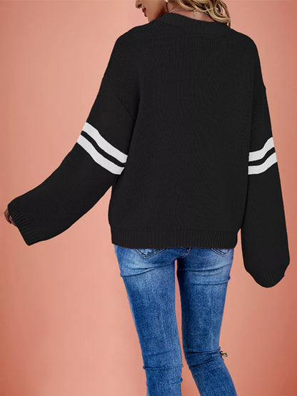 Heart Pattern Dropped Shoulder Sweater
