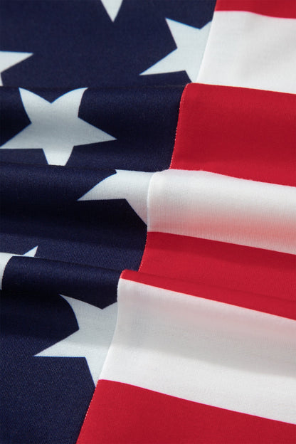 Multicolour Stars Stripes American Flag Zipped Collar Oversized Sweatshirt