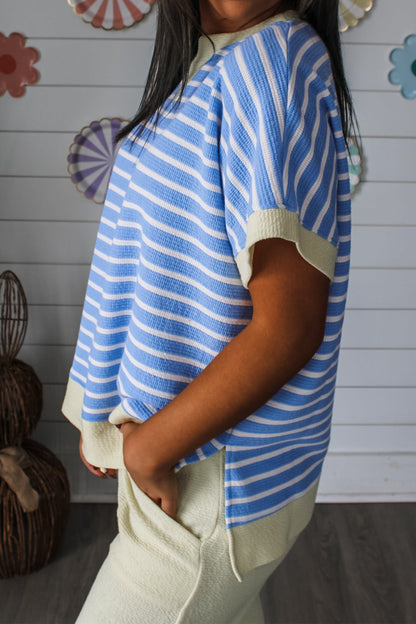 Striped Short Sleeve Casual Top