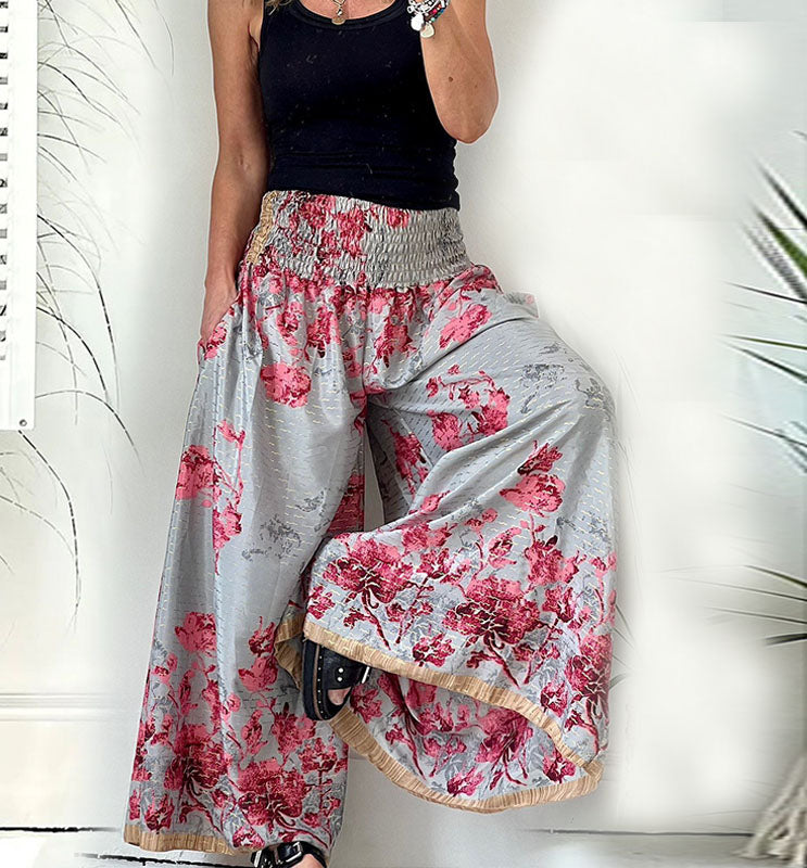 Printed Wide-leg Casual Pants Trousers