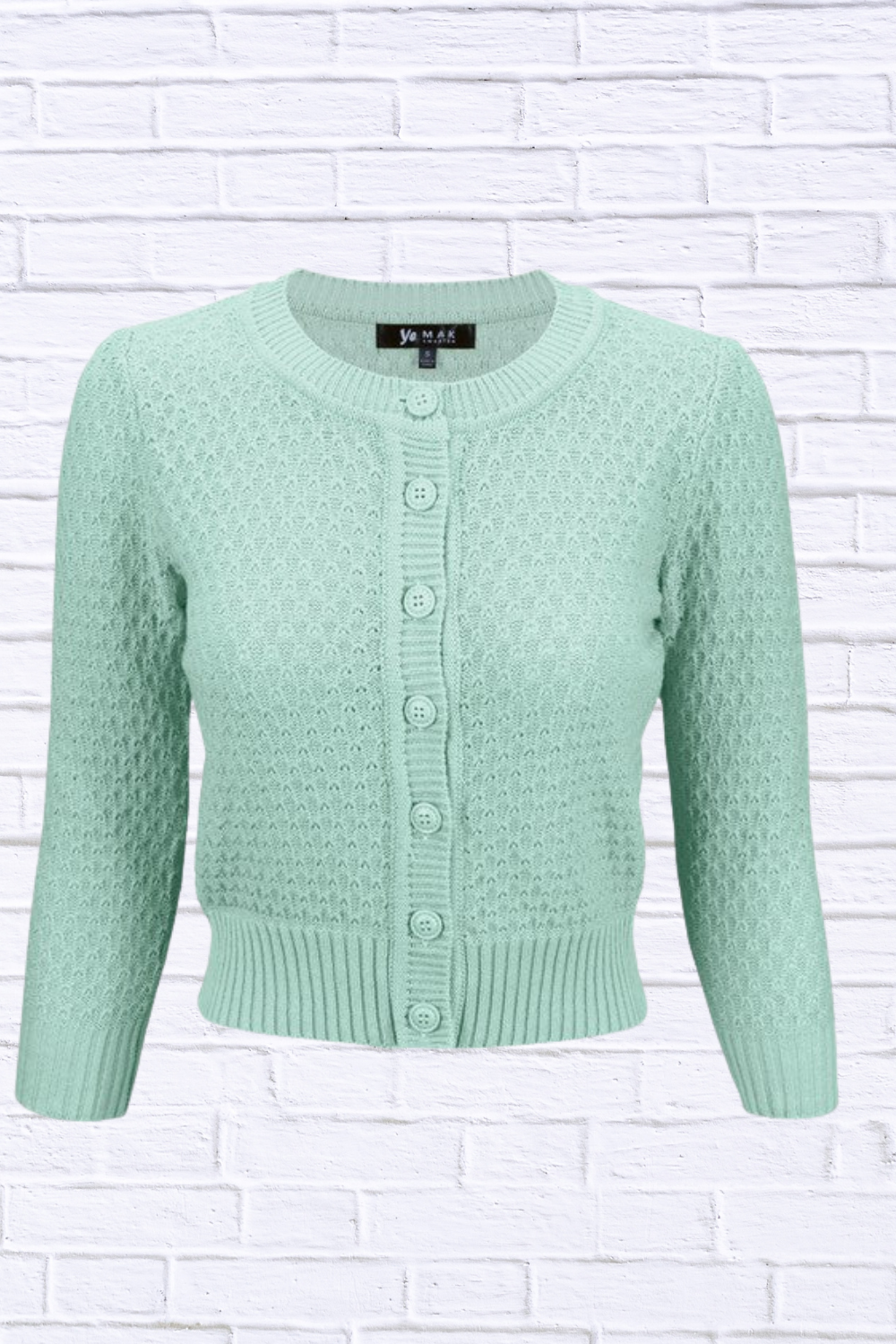 3/4 Sleeve Cute Pattern Cropped Cardigan Sweater