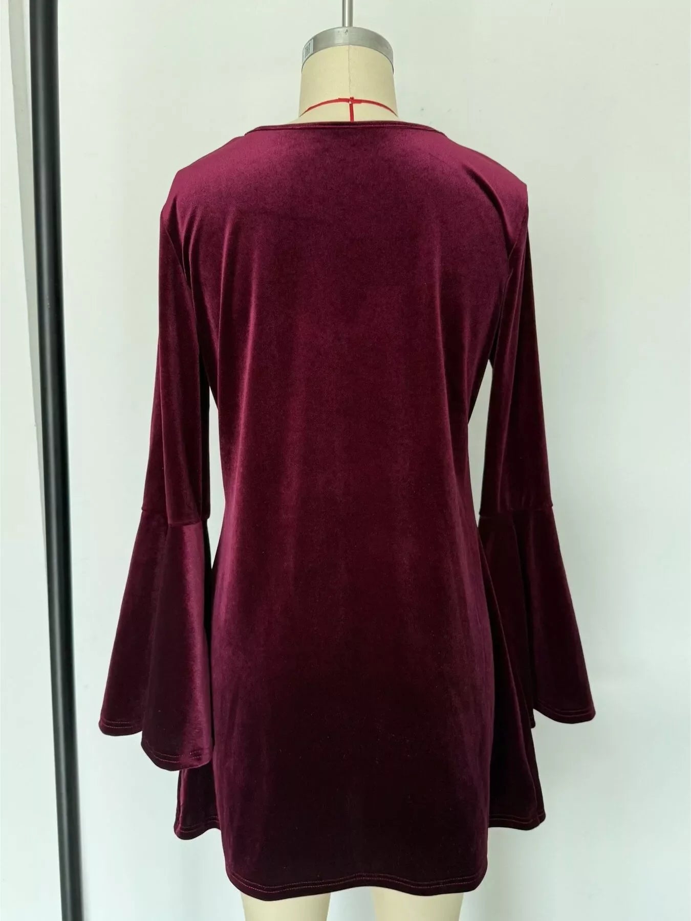 Velvet Flare Sleeve Mini Dress