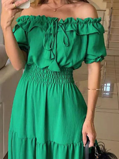 Off-Shoulder Ruffled Tiered Maxi Dress
