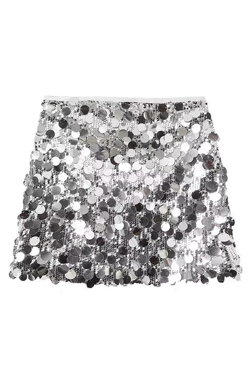 Rosiedress Elastic Waist Sequin Paillette Mini Skirt