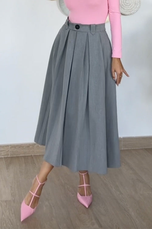 Rosiedress High Rise Pleated A-line Midi Skirt