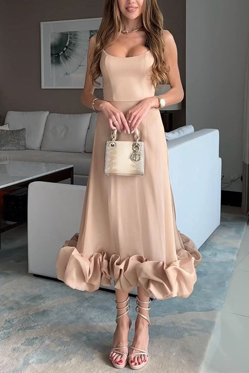 Rosiedress Spaghetti Strap Flounce Hem Bustier Midi Dress