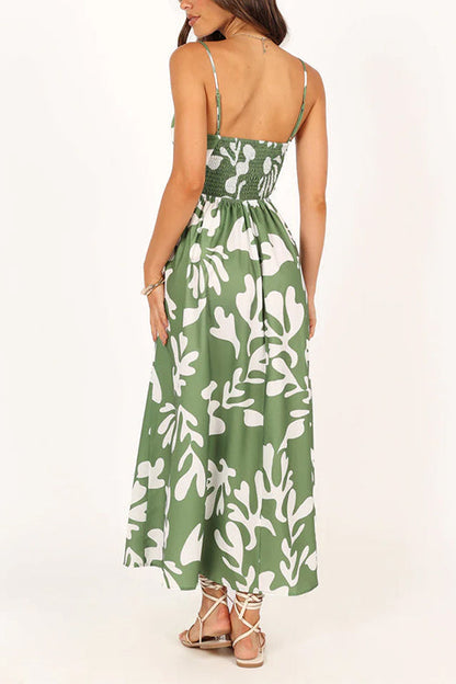 Rosiedress Spaghetti Strap High Waist Printed Maxi Holiday Dress