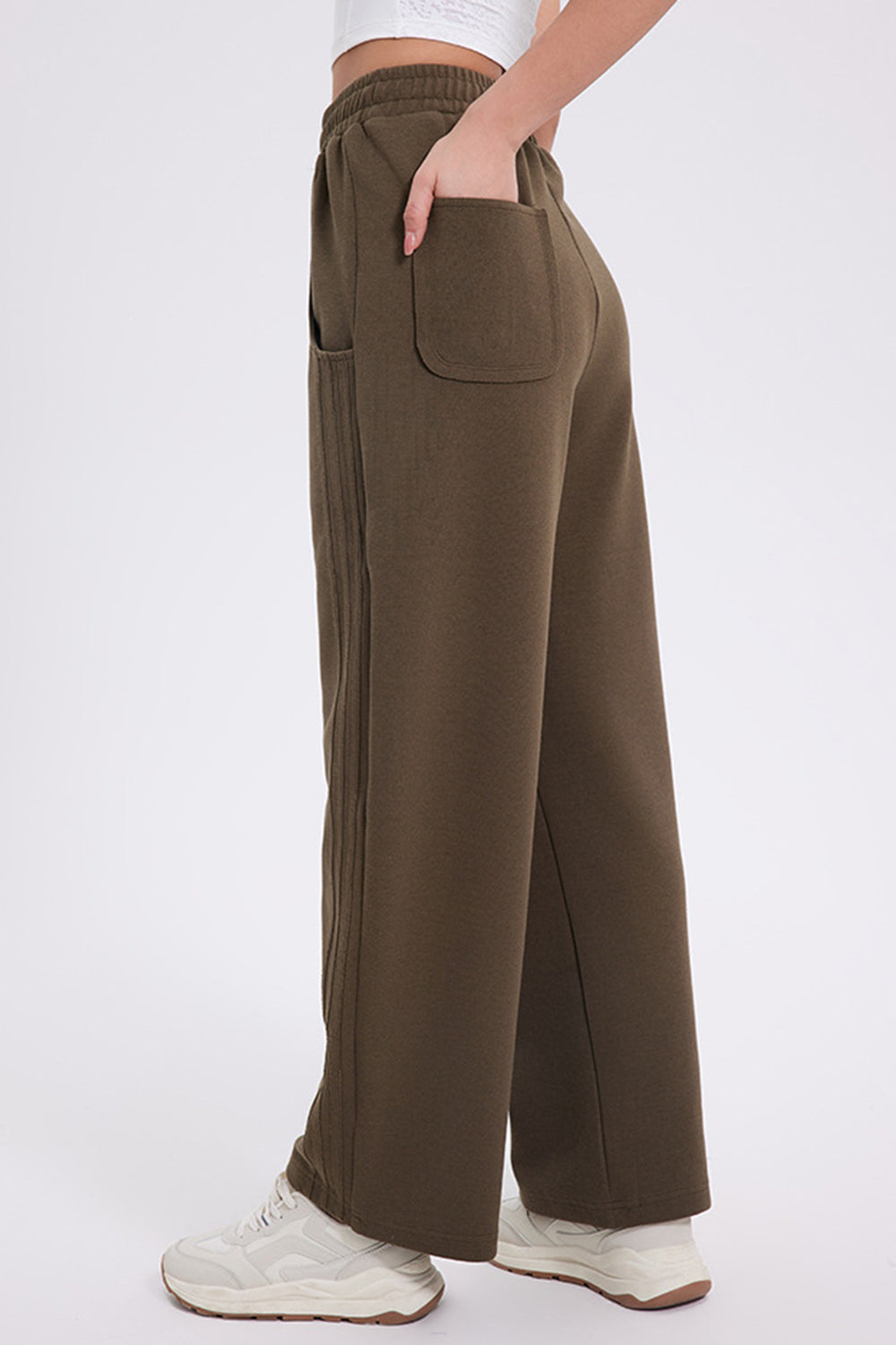 Blue Zone Planet | Basic Bae Elastic Waist Straight Leg Pants With Pockets