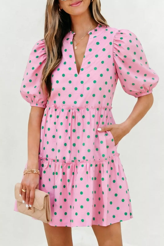 Polka Dot Tiered Mini Dress