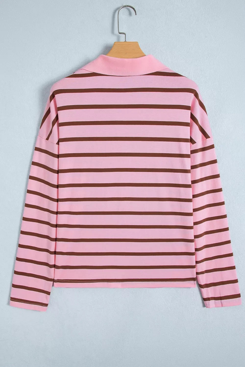 Stripe Striped Long Sleeve Collar Shift Top