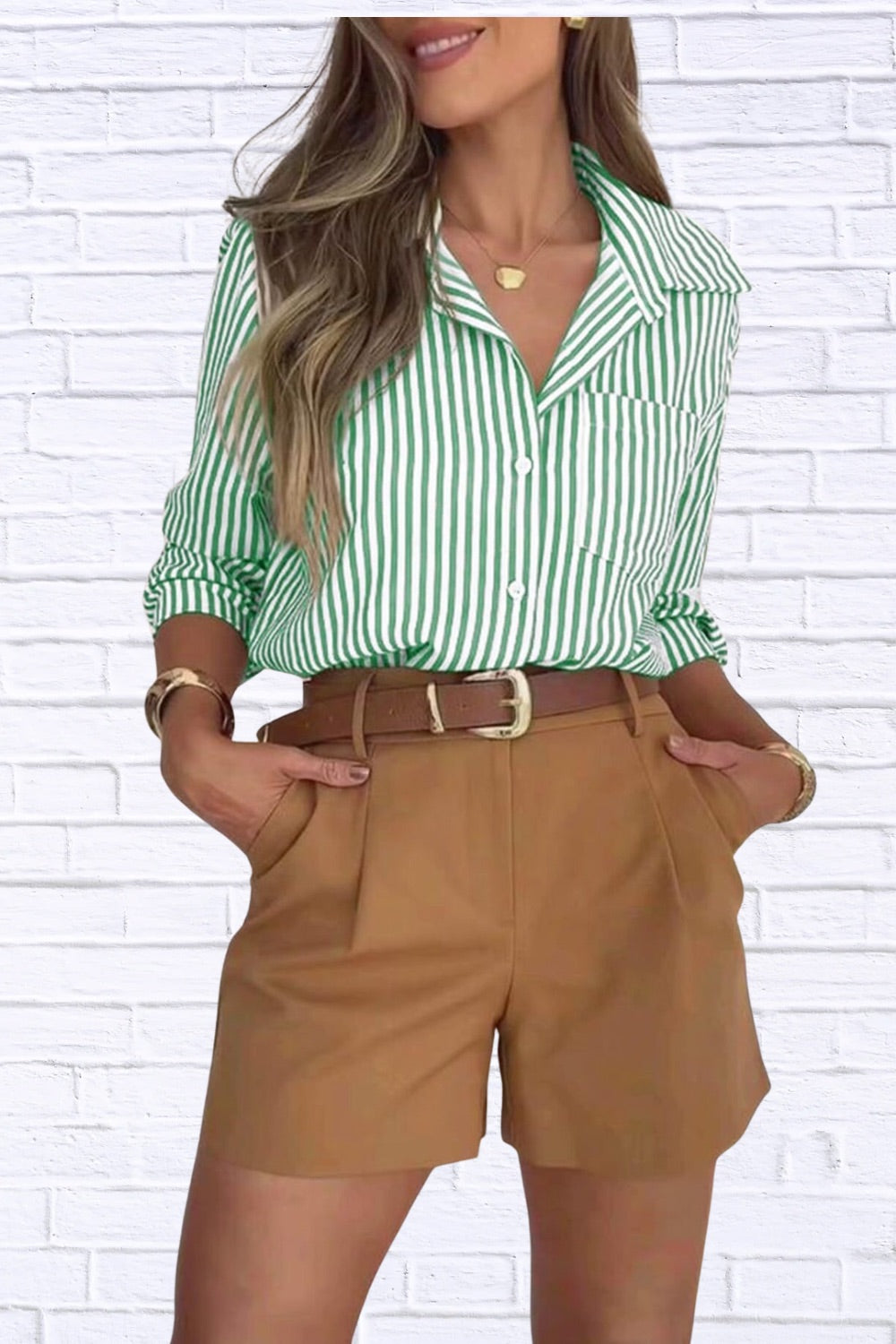 Striped Button-Down Shirt | Classic Women’s Long Sleeve