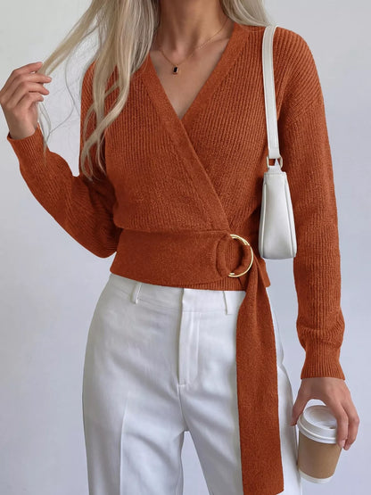 Metal Ring Detail Dropped Shoulder Sweater