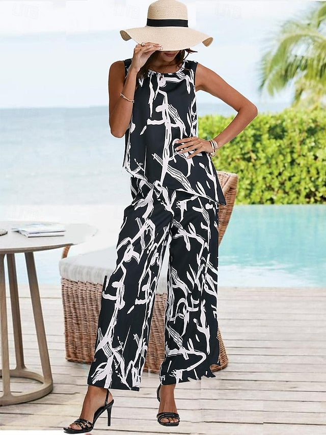 Women's Printed Loose Two-piece Set