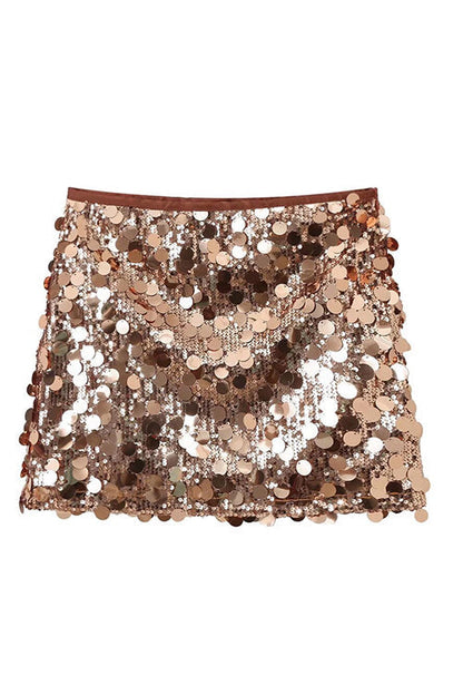 Rosiedress Elastic Waist Sequin Paillette Mini Skirt