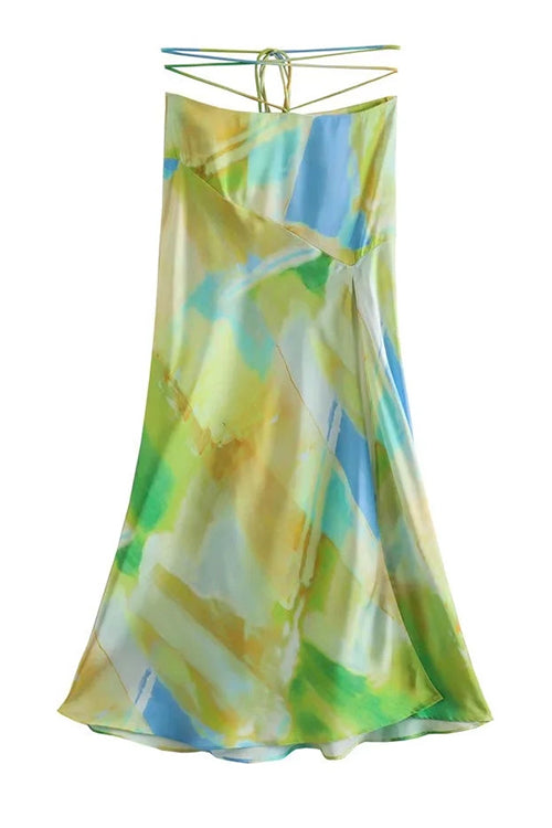 Rosiedress Tie Waist High Slit Tie Dye Maxi Skirt