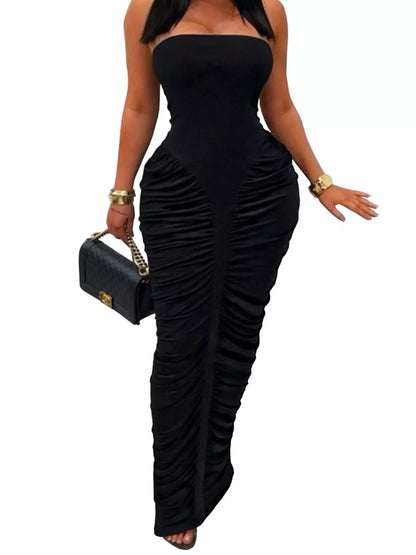 Strapless Ruched Bodycon Maxi Dress