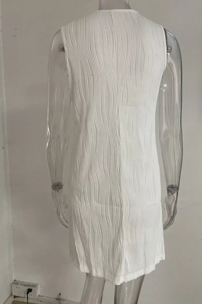 Sleeveless Textured Casual Mini Dress