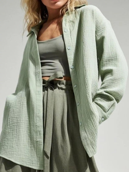 Textured Gauze Button-Down Shirt for Women | Boutique Top