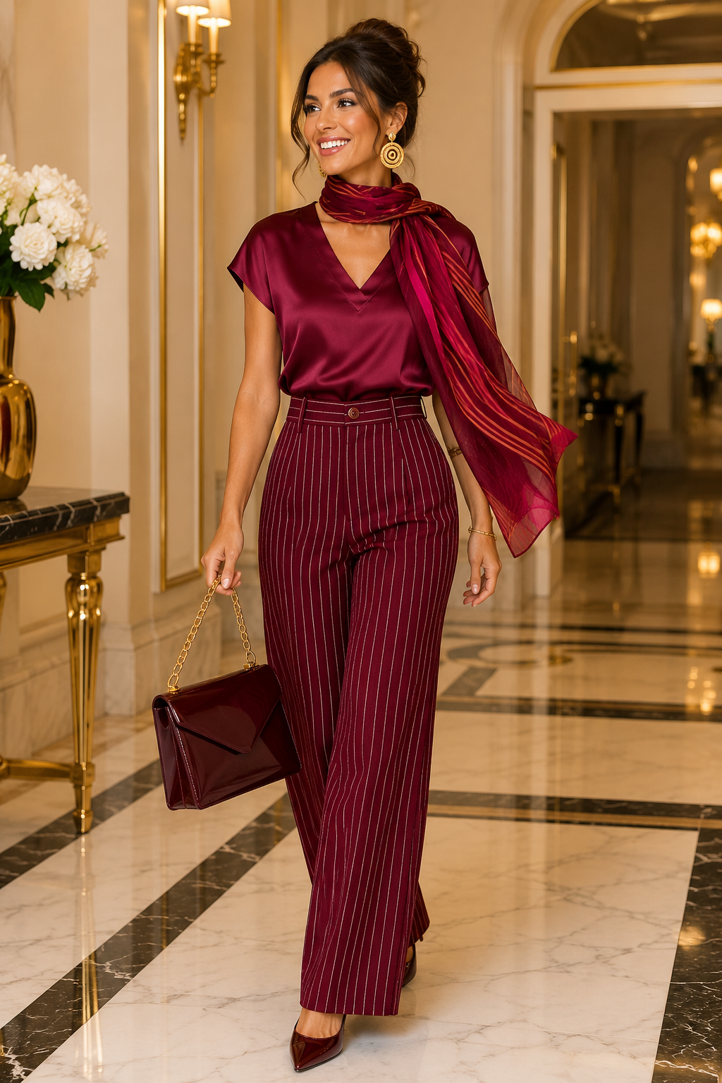 High-Waisted Striped Wide-Leg Pants for Women