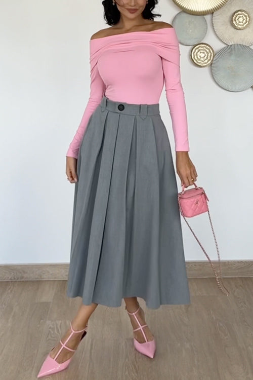 Rosiedress High Rise Pleated A-line Midi Skirt