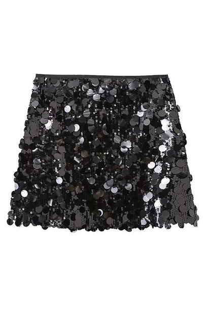 Rosiedress Elastic Waist Sequin Paillette Mini Skirt