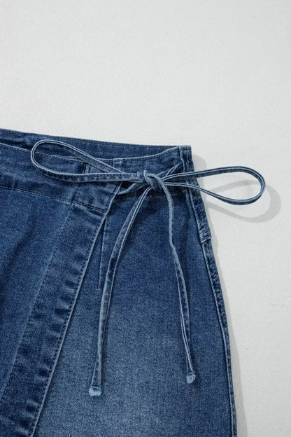 Wrapped Tied Waist Denim Skort