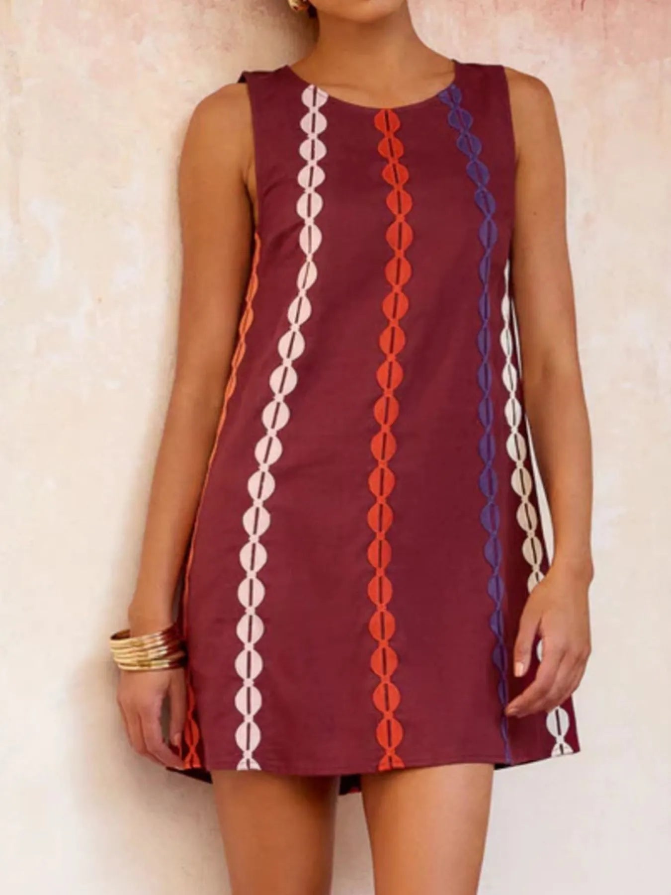 Sleeveless Geometric Print Mini Dress