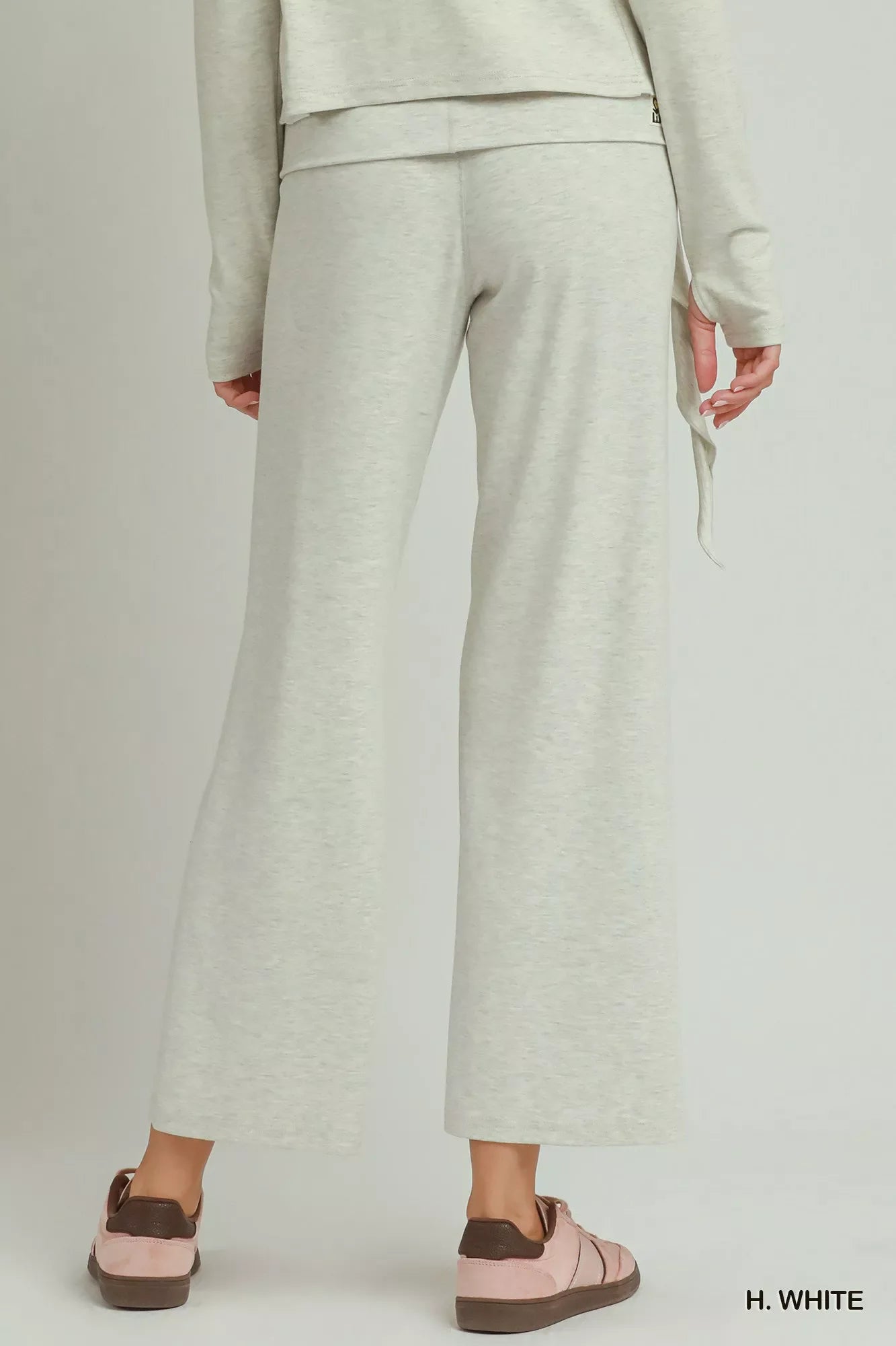 Umgee Cotton Viscose Folded Waistband Straight Leg Pants