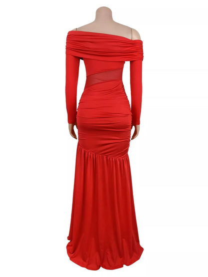 Off Shoulder Slit Maxi Dress