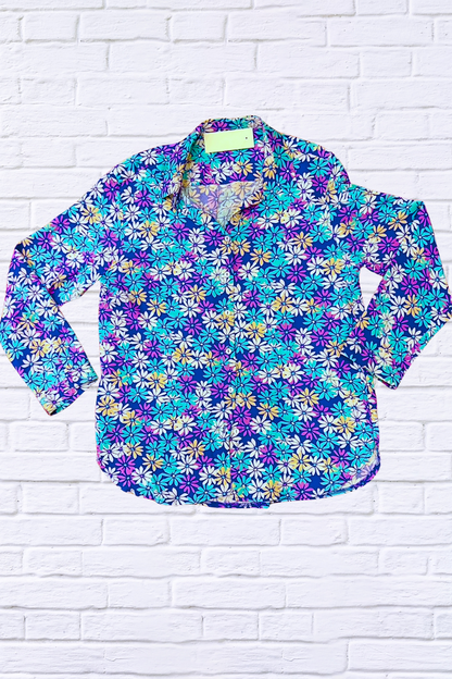 Daisy Floral Collared Button Through Long Sleeve Shirt