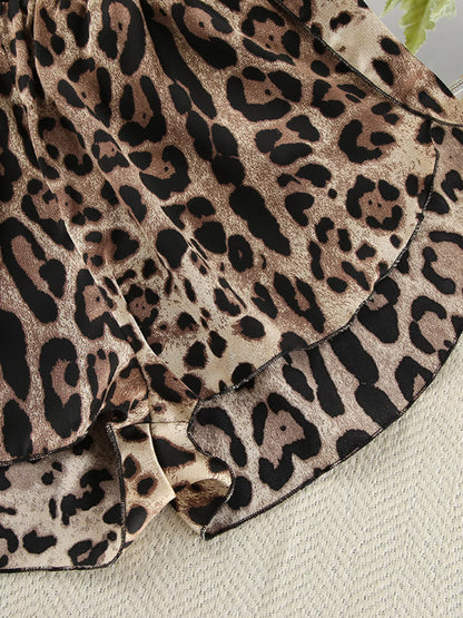 Leopard Bra & Cardigan and Shorts Set