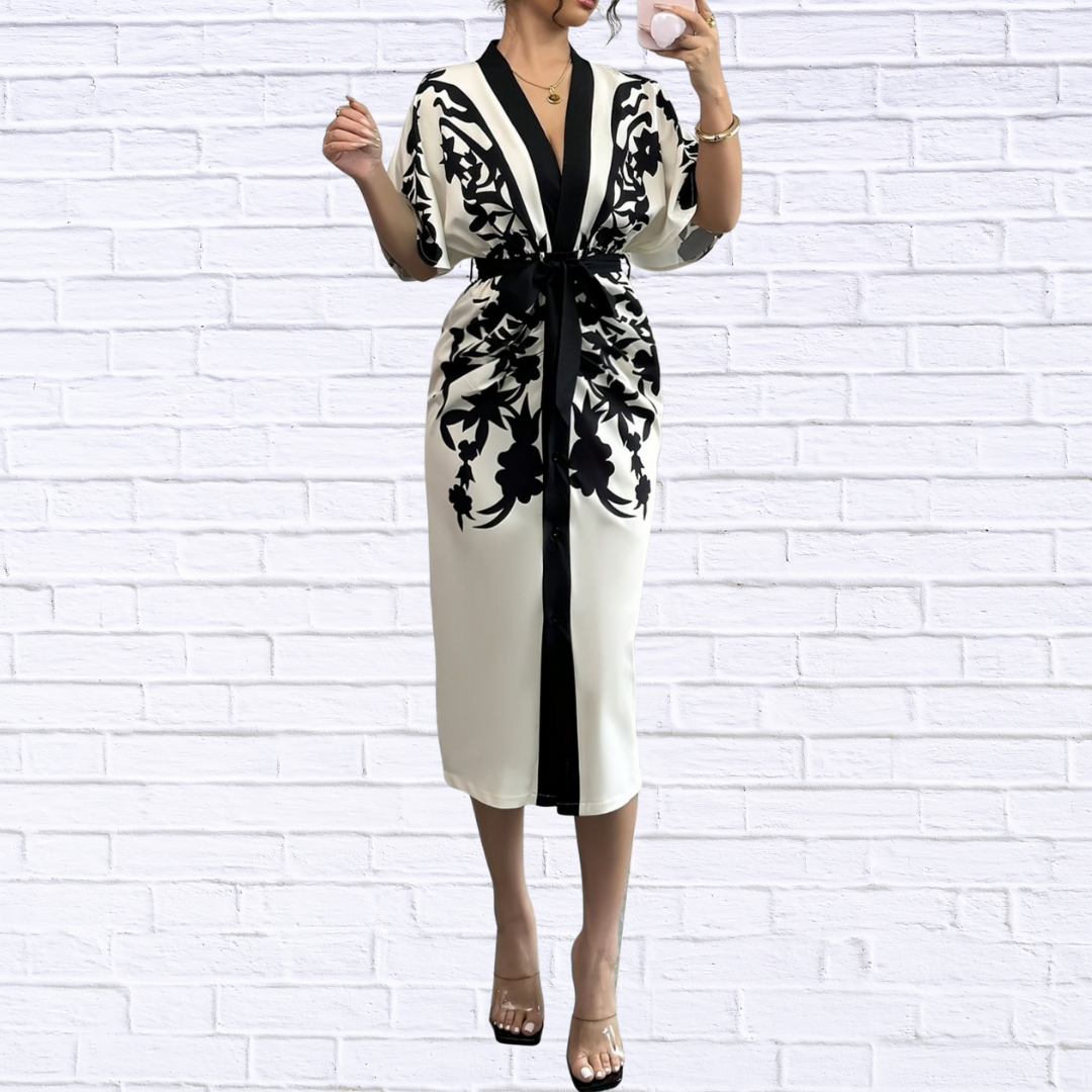 Button Front Half Sleeve Dress