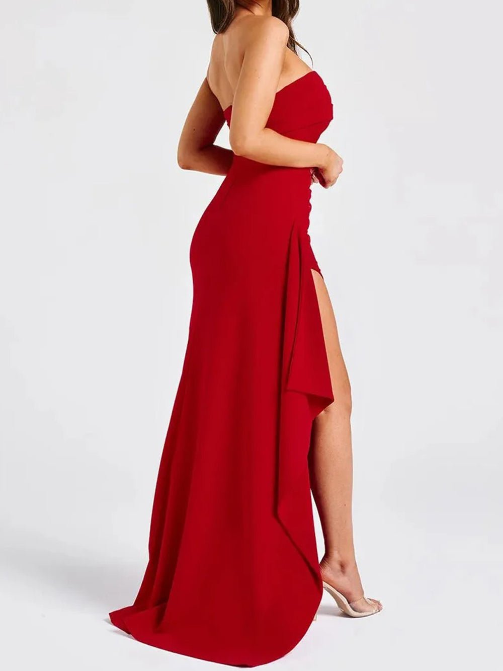 Strapless Sheath Simple Long Dress with Split
