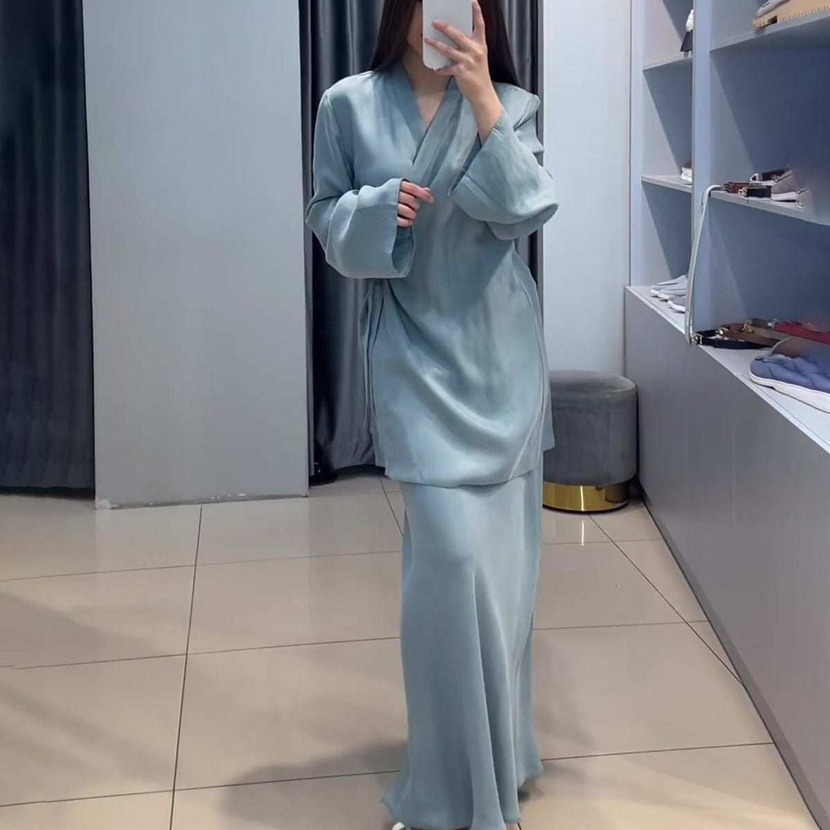 Fashion Casual Solid Color Pajama Set