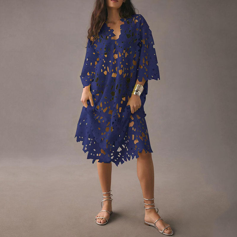 Casual Lace Crotchet Hollow-Out Tunic