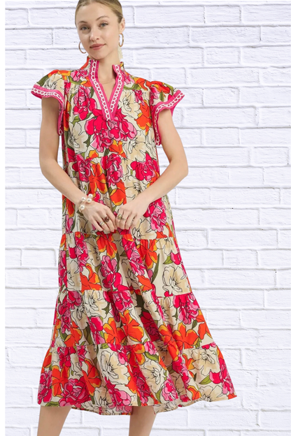 Floral Tiered Midi Dress for Women | Umgee Bold Print Boutique