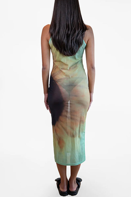 Rosiedress Sleeveless Gradient Tie Dye Bodycon Midi Dress