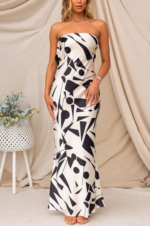 Rosiedress Geometric Printed Tube Top Maxi Party Dress