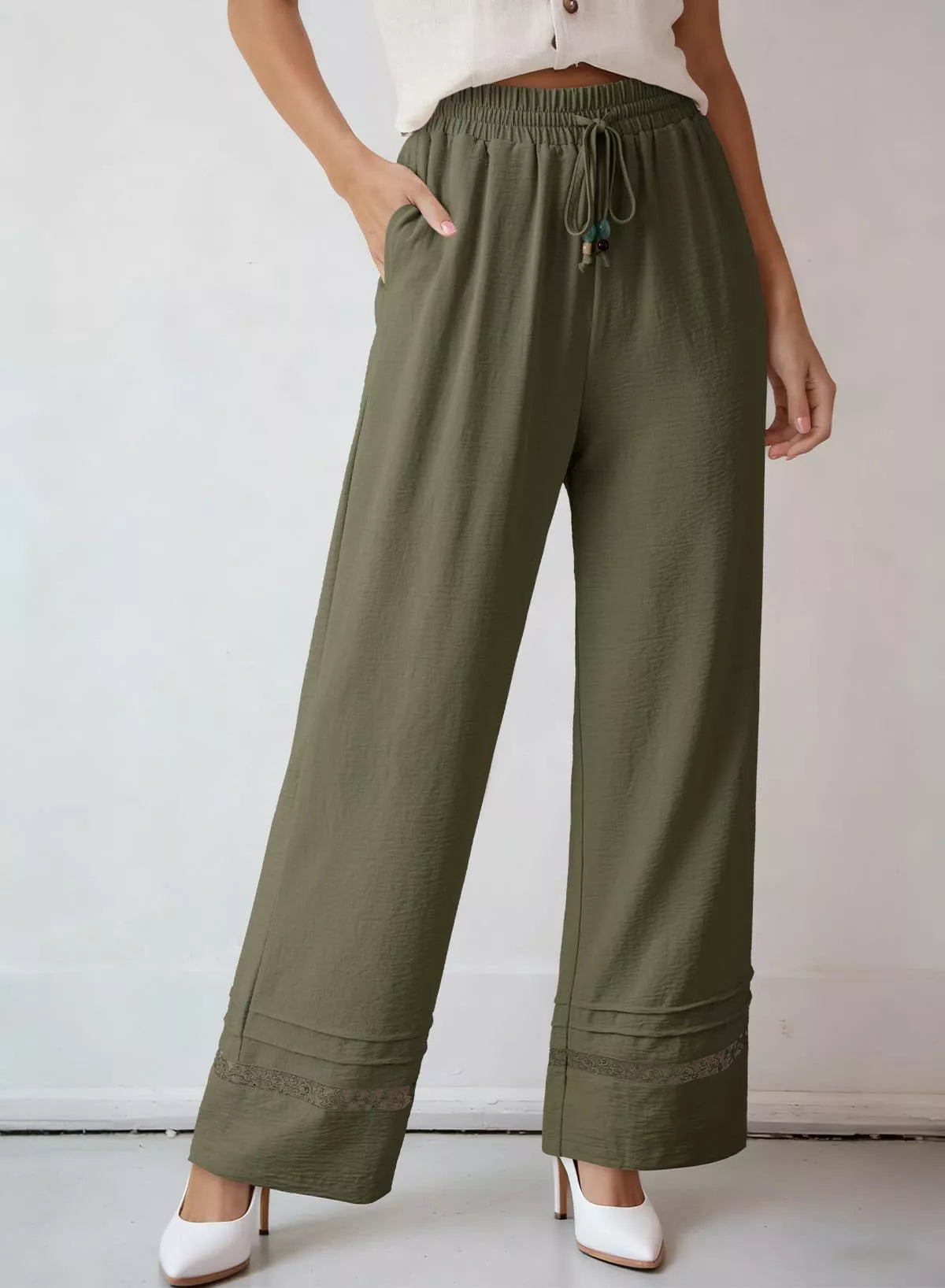 Casual Wide Leg Drawstring Pants