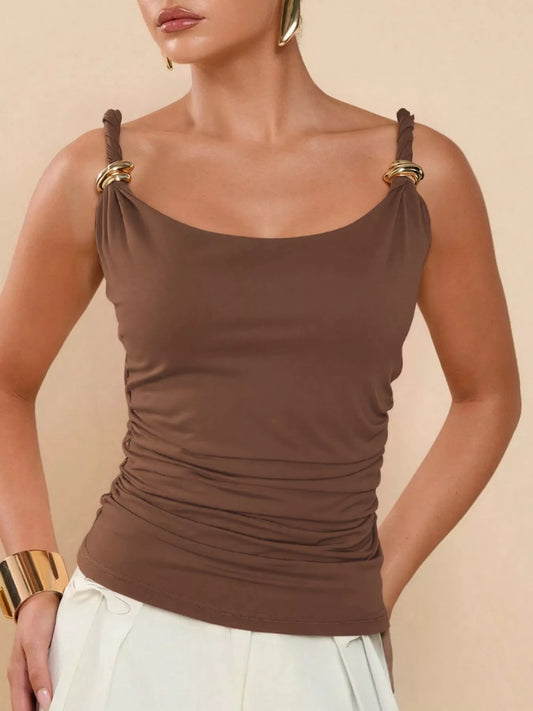 Gold-Tone Ring Twisted Strap Cami