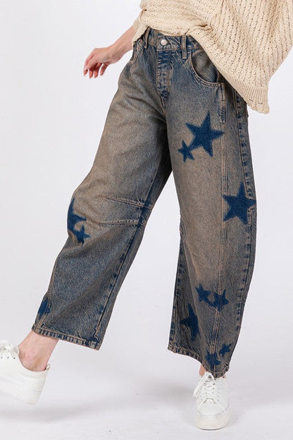 Blue Zone Planet | Sage + Fig Star Wide Leg Jeans With Pockets