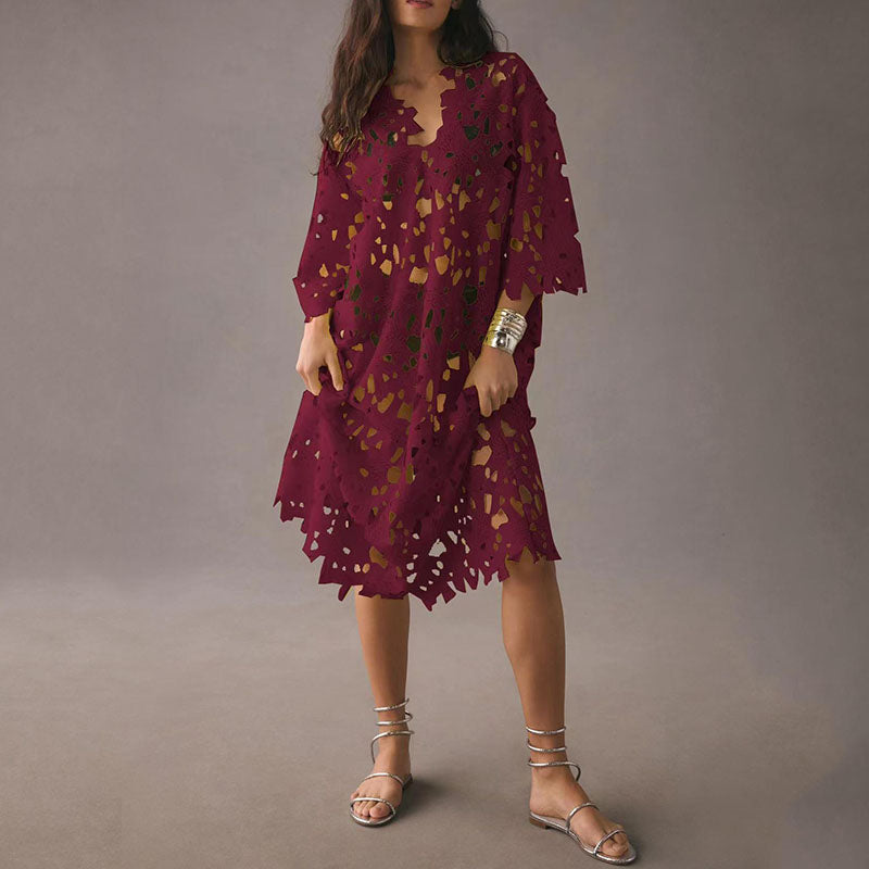 Casual Lace Crotchet Hollow-Out Tunic