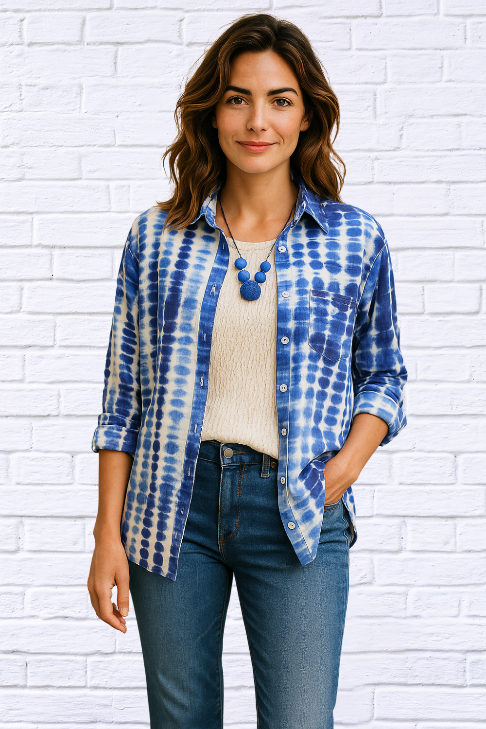 Indigo Ink Womens Button up Long Sleeve Shirt