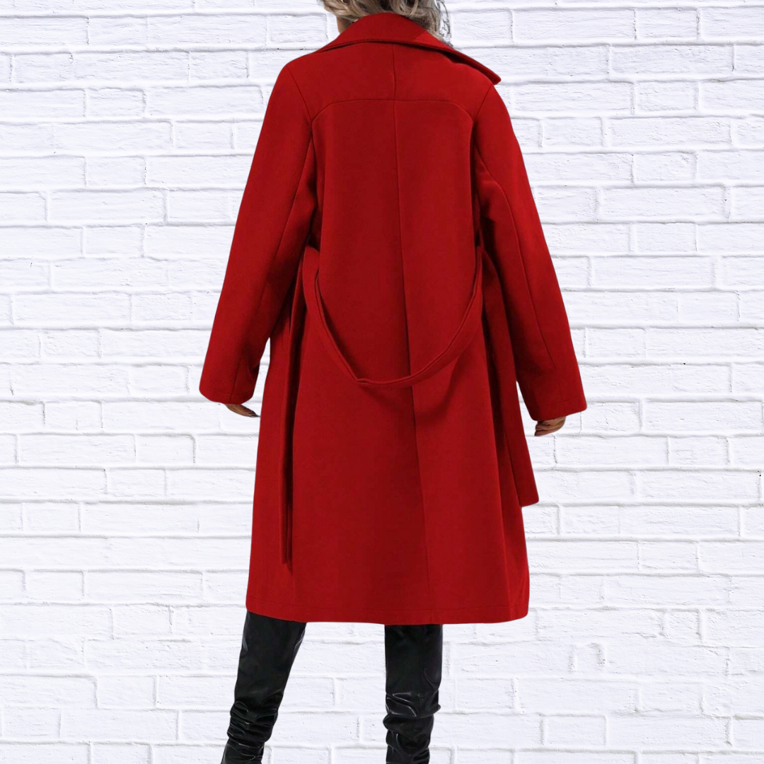 Double-Breasted Tie Waist Coat