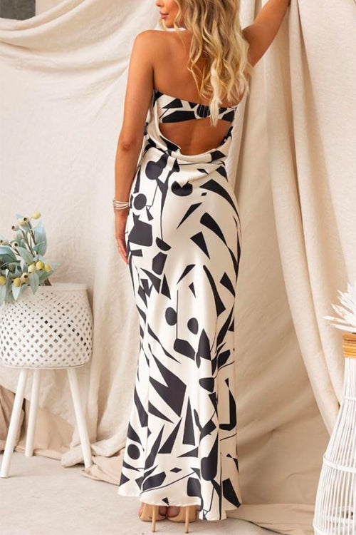 Rosiedress Geometric Printed Tube Top Maxi Party Dress