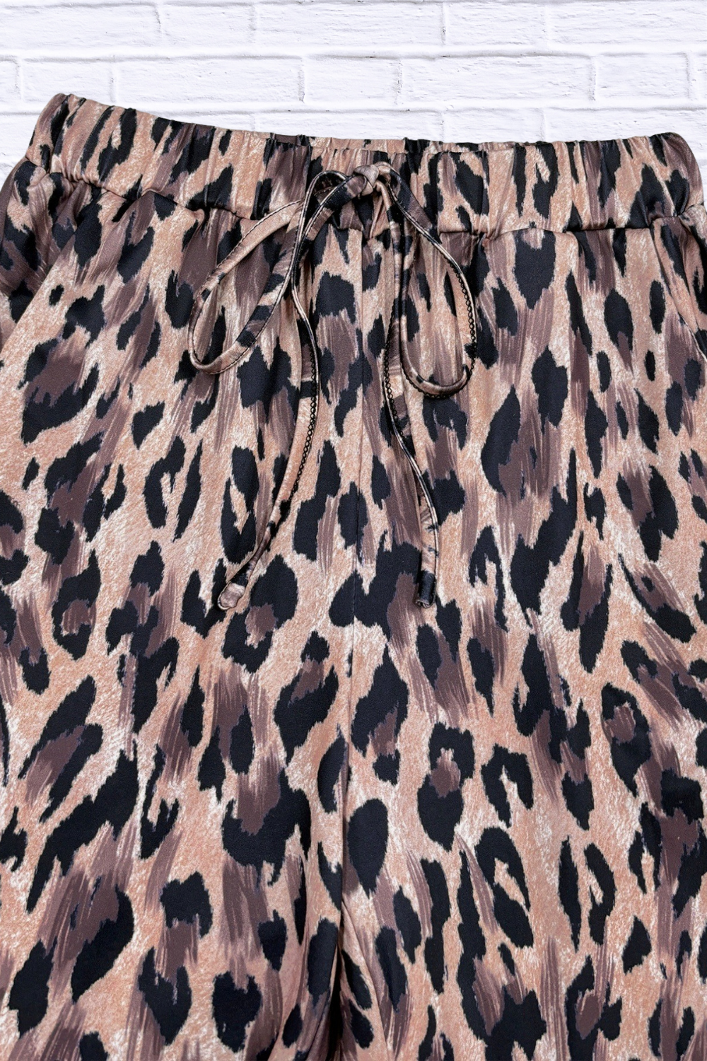 Round Neck Top and Leopard Pants Set – Women’s Two-Piece Casual Chic Outfit for Everyday Style