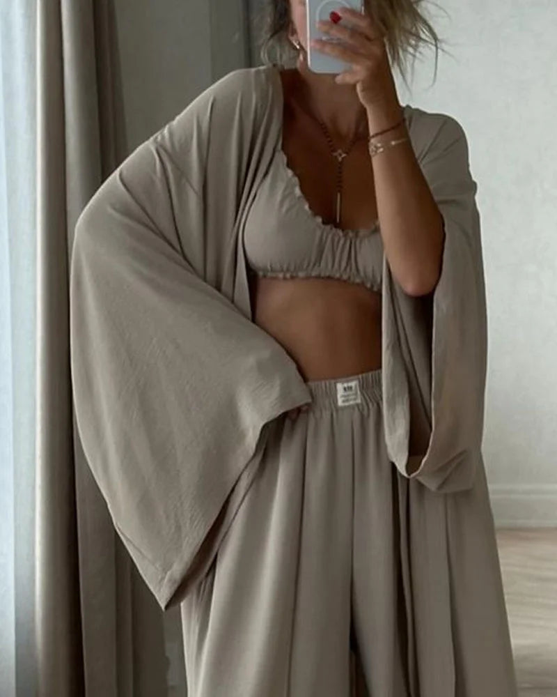 Ensemble deux pièces veste cardigan décontractée et pantalon 