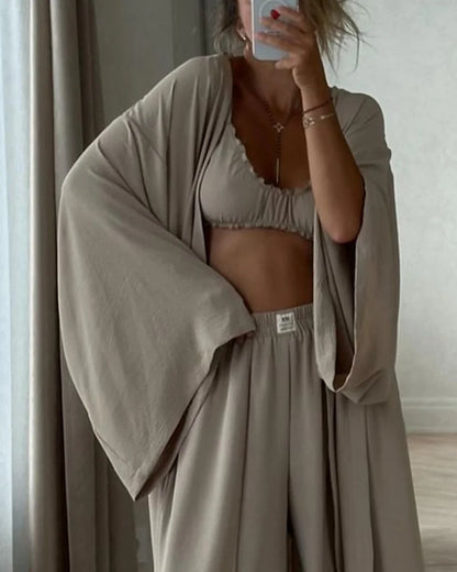 Ensemble deux pièces veste cardigan décontractée et pantalon 