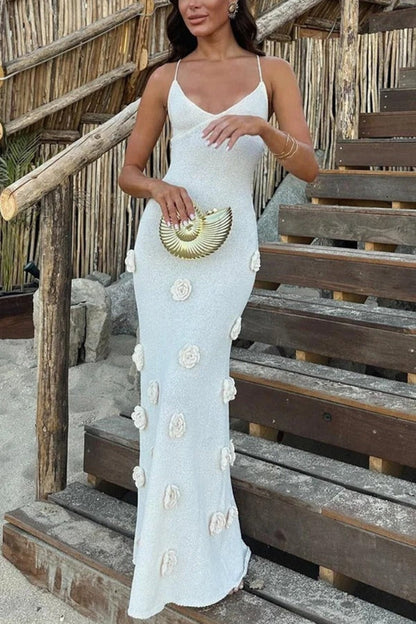 Robe longue à lacets et crochet dans le dos, des fleurs pour toutes les occasions