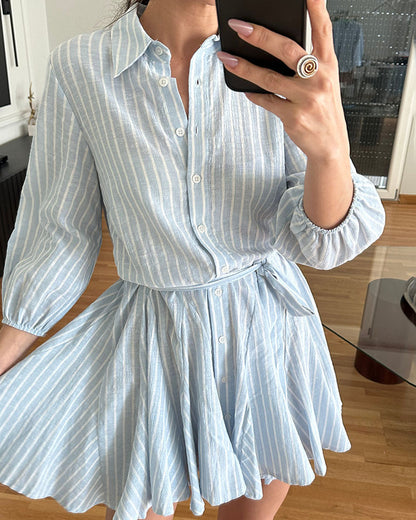 Casual striped cotton and linen dress